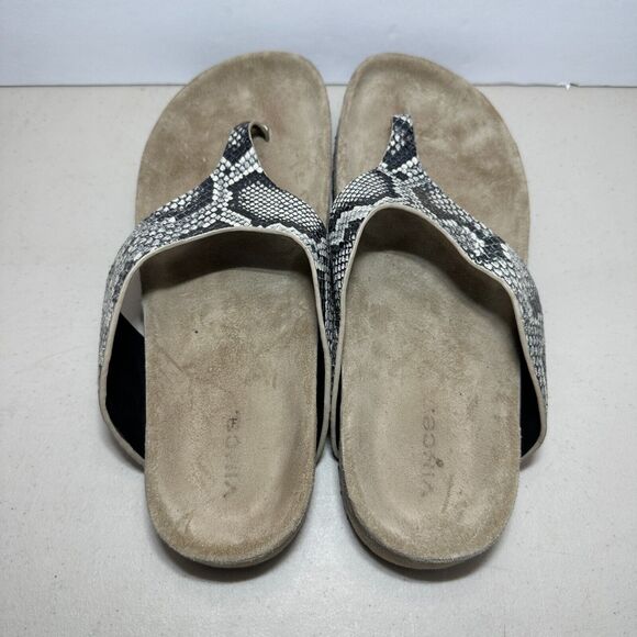 Vince Padma Leather Platform Sandals Gray Slip-On Open Toe Snakeskin Women's 9M - Picture 6 of 9